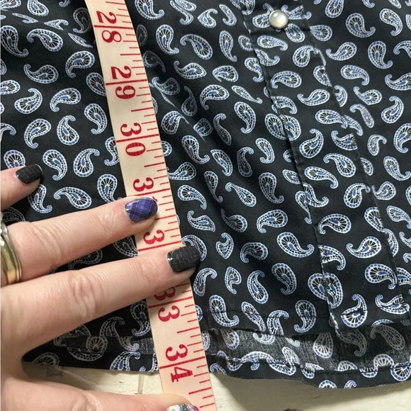 Wrangler Wrancher Paisley Snap Button Cowboy Rodeo Short Sleeve Shirt Size XL - Picture 5 of 6